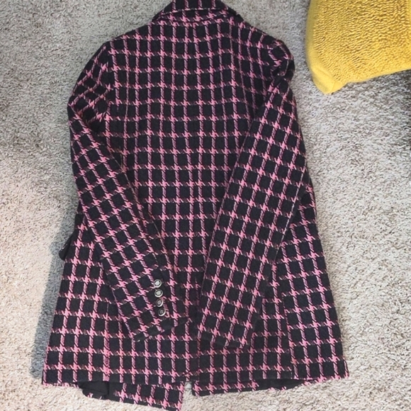 NWOT Rachel Zoe Double Breasted Plaid Blazer in pink and black size XS - Picture 4 of 7